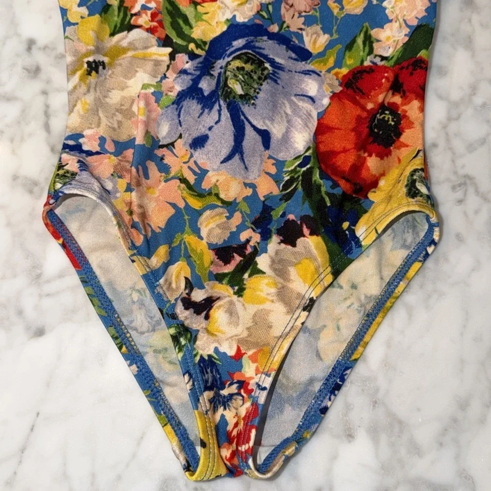 Zimmermann Floral Long Sleeve Rashguard Swim 1Y